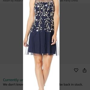 Aidan Mattox Navy Embroidered Dress